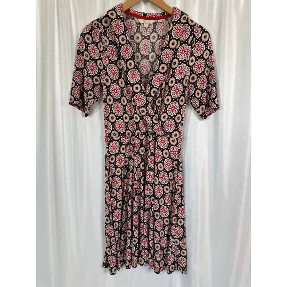 Women’s Small Size 4R Boden Floral Dress Knee Length Work Or Casual Wrap Jersey
